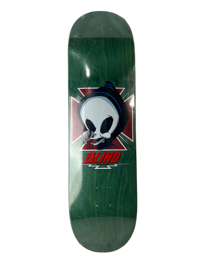 Blind Jordan Maxham Tony Hawk Dodo Skull Iron Cross Reaper Graphic Turquoise Red Black Size 8.5" Vintage NOS Deck