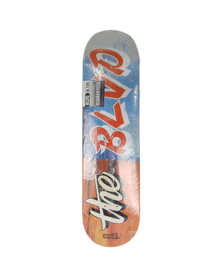 Boulevard The Blvd #1 Sky Pager Orange White Blue Size 8.12" Vintage NOS Deck Ripped Plastic