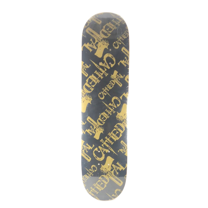 Cathedral Knife And Gun Font Black Gold 7.8" Skateboard Deck