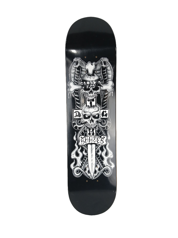 Dogtown Skates Sword & Skulls Black White Size 7.6" Vintage NOS Deck