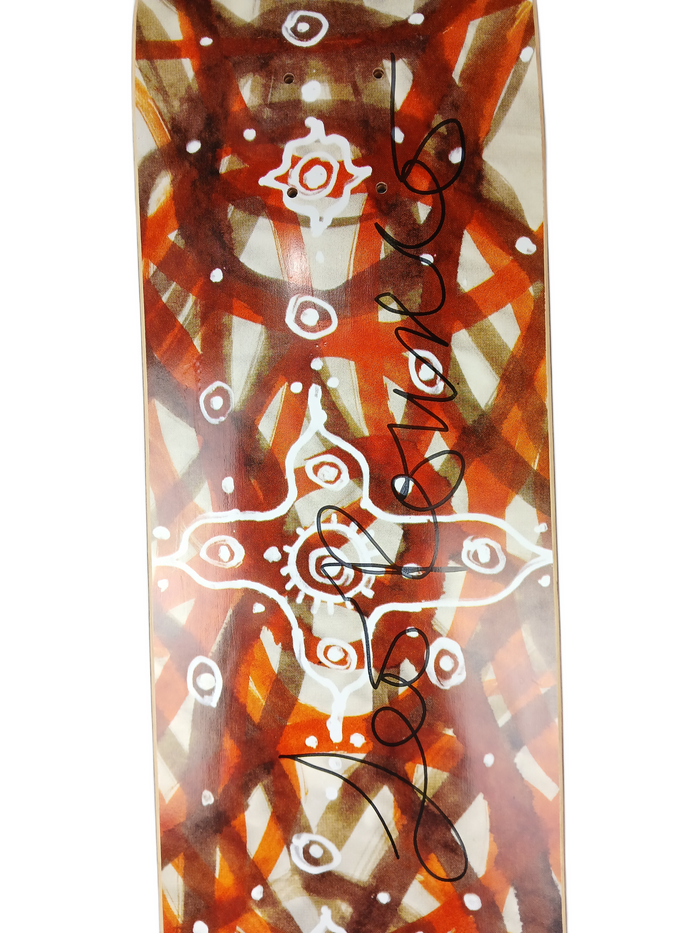 Foundation Leo Romero Autographed Squiggly Lines Graphic Red Orange White Size 7.625" Vintage NOS Deck