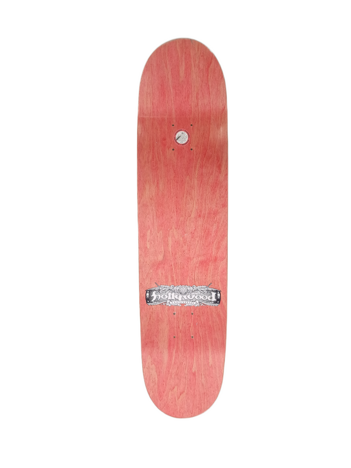 Hollywood Skateboards Floral Wood Logo White Brown Multi Size 8.1" Vintage NOS Deck