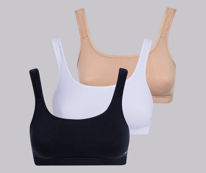 Jockey® 3Pk Cotton Stretch Scoop Neck Crop Top