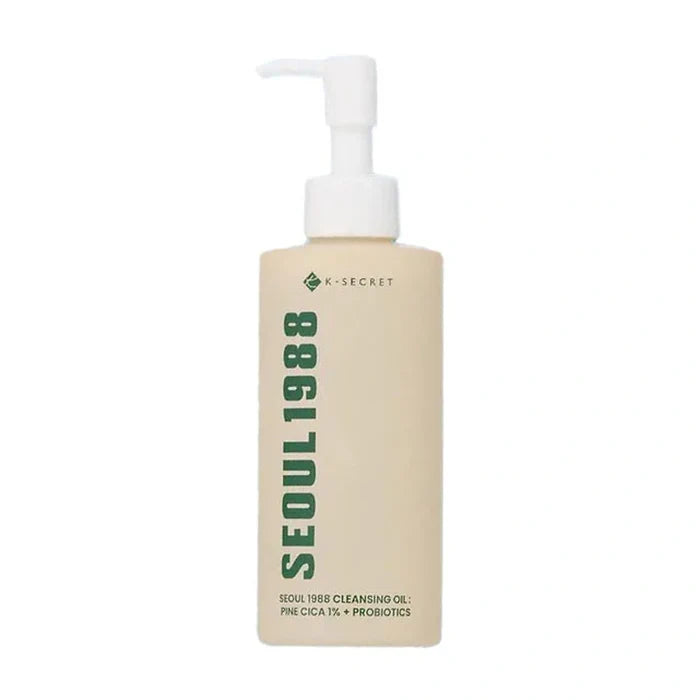 K-Secret. SEOUL 1988 Cleansing Oil: Pine Cica 1% + Probiotics 200ml | Lady Bonita | Korean beauty NZ