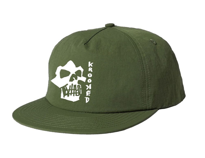 Krooked Skulls N Teeth Army Green Snapback Hat
