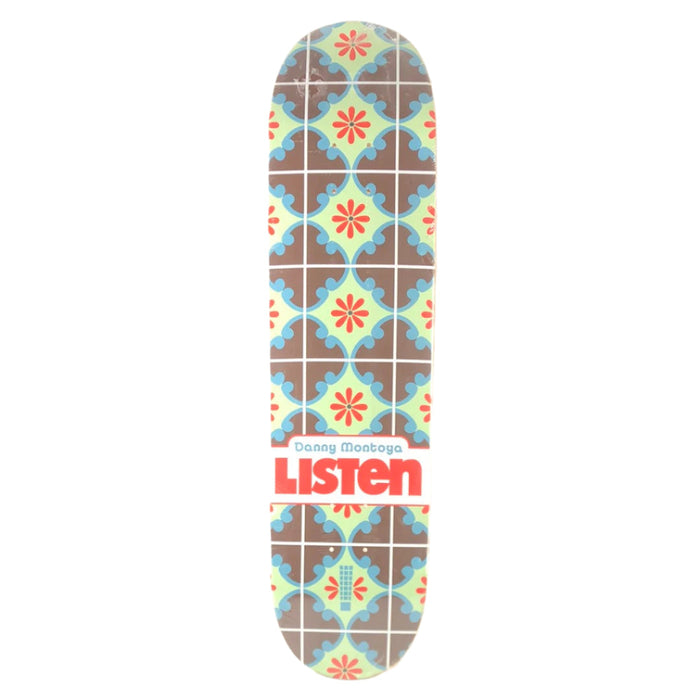 Listen Danny Montoya Flower Graphic Mint/Blue/Red/White Size 8.125" Vintage NOS Deck