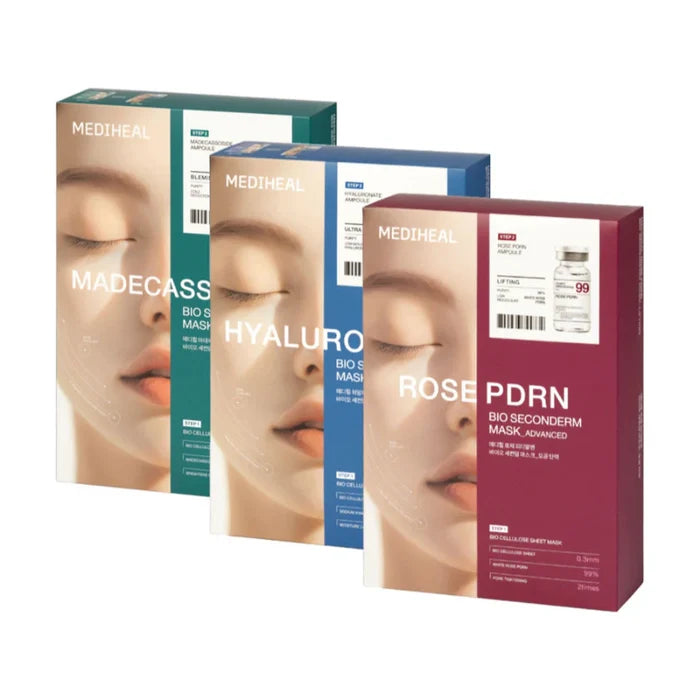Mediheal. Madecassoside Bio Seconderm Mask (Ampoule 4ml + Mask 23ml [1 Box (10 Sheets)] | Lady Bonita | Korean beauty NZ