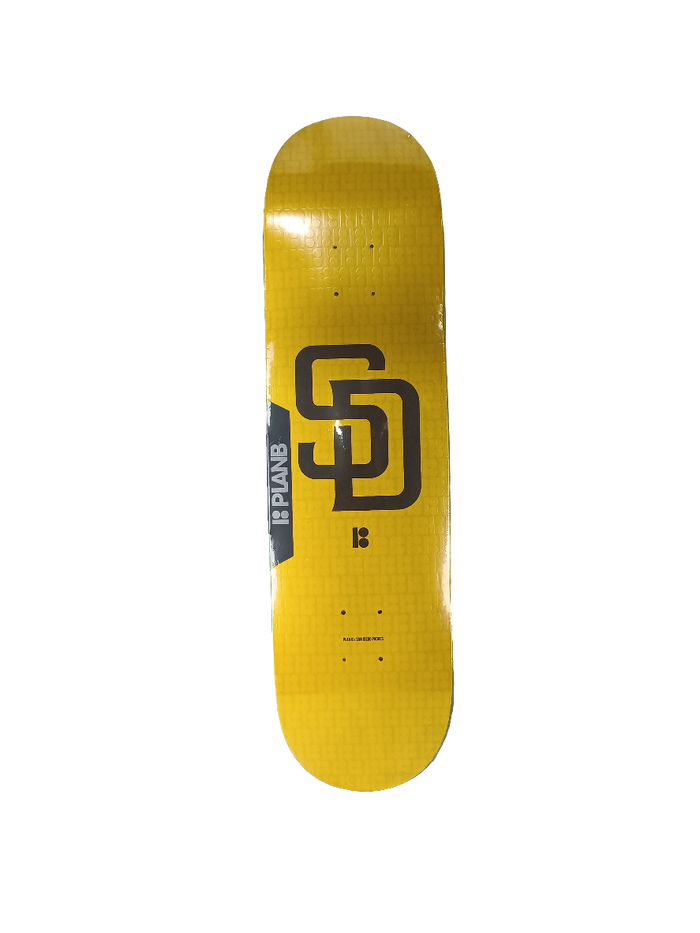 Plan B X San Diego Padres Yellow Brown Embossed Slick Bottom Graphic Size 8.375 Vintage NOS Deck