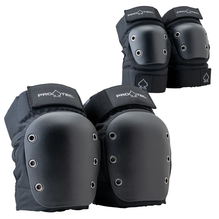 ProTec Street Knee & Elbow Open Back Black Pad Set