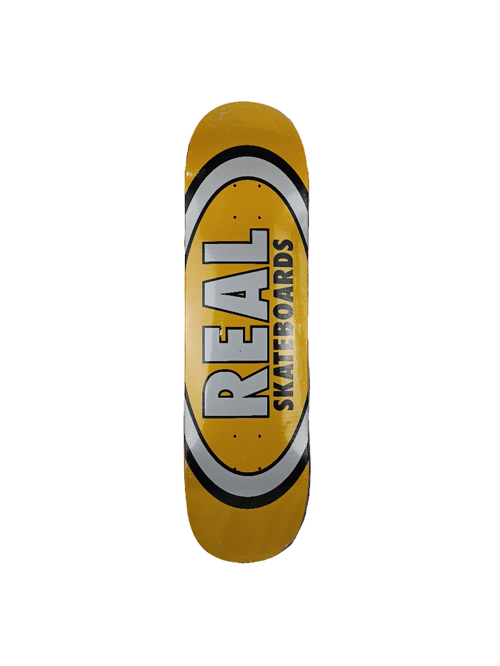 Real Classic Team Oval Slick Bottom Yellow Black White Size 8.38" Skateboard Deck