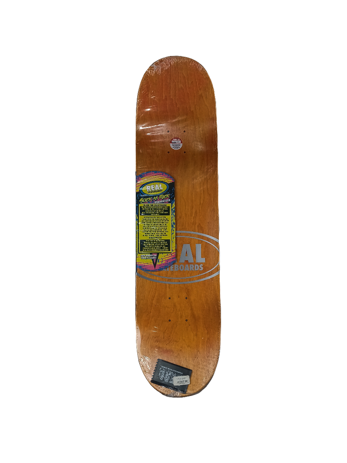 Real Skateboards Skate4Pie EMB White Pink Multicolor Slick Ribbed Size 8.25" Vintage NOS Deck