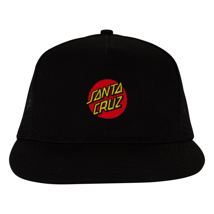 Santa Cruz Embroidered Black Mesh Trucker Snapback Hat