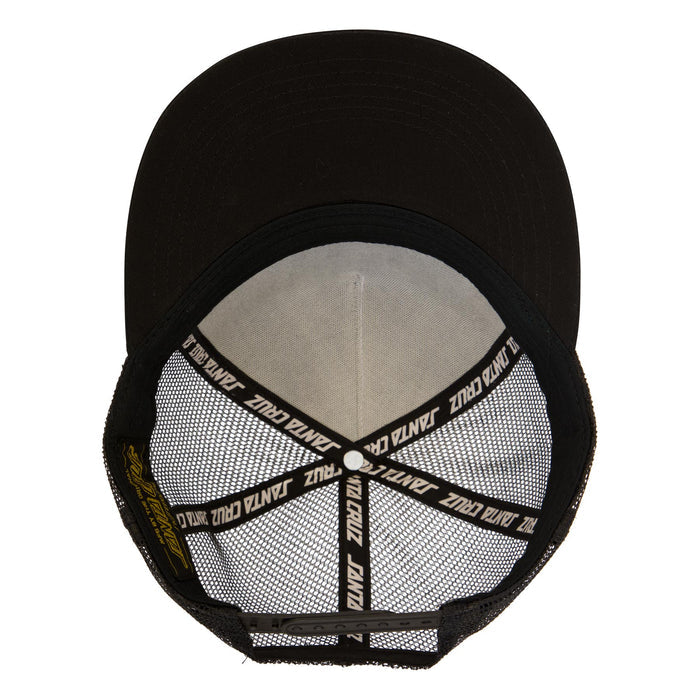 Santa Cruz Embroidered Black Mesh Trucker Snapback Hat