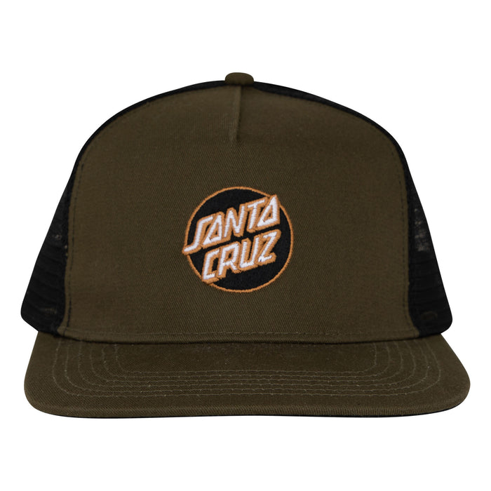 Santa Cruz Embroidered Olive Black Mesh Trucker Snapback Hat