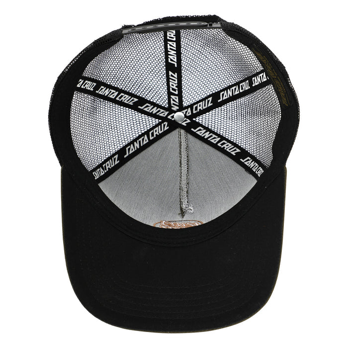 Santa Cruz Embroidered Olive Black Mesh Trucker Snapback Hat