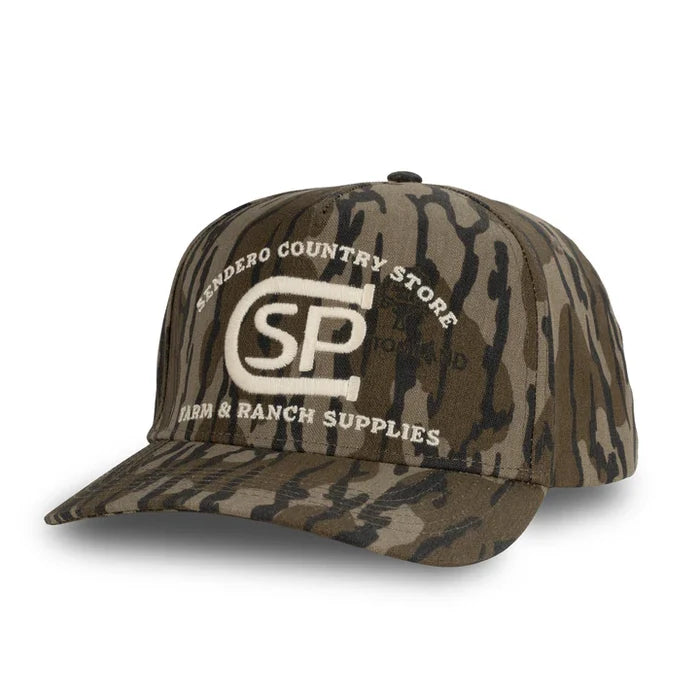 Sendero Ranch Supplies Mossy Oak Bottomland 5 Panel Structured Snapback Hat