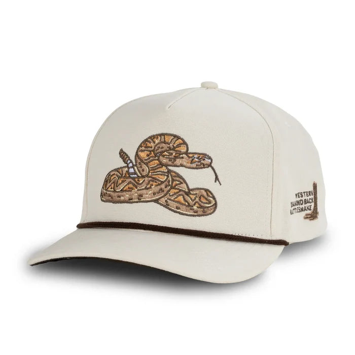 Sendero Rattlesnake Cream 5 Panel Structured Snapback Hat