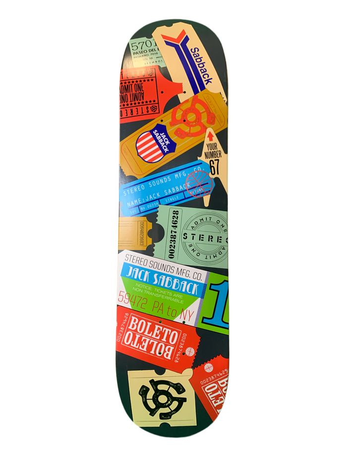 Stereo Jack Sabback Ticket Stub Collage 8" Classic Skateboard Deck