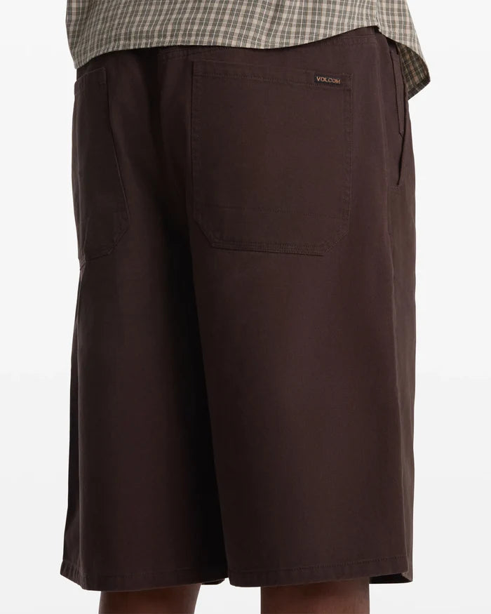 Volcom Chillow 24" Pleated Elastic Waist Cacao Brown Shorts